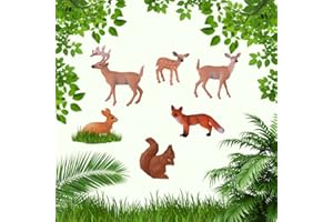 UTRUGAN 6 PCS Figurine Animaux de la Foret Décoration Mini Figure d'animaux Réaliste en PVC Modèle de Cerf Réaliste Miniatures pour Décorations de Noël, Gâteaux, Cadeaux, Enfants(Renard, Cerf, Lapin)