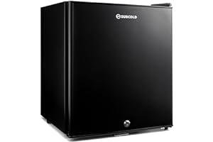 Subcold Aire30 LED Mini Fridge | 30L Table Top Model | Quiet Frost Free Fridge for Bedrooms & Hotels | Lockable with Solid door & interior LED light (Black)