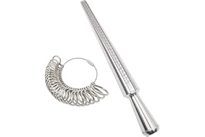 NIUPIKA Cnmade UK - Kit de herramientas de medición de tamaño de anillo para el dedo, tallas de Reino Unido, tallas A a Z, para hombres y mujeres, de metal, de acero