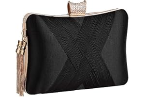 BAIGIO Carteras de Mano y Clutches con Fleco Borlas Bolso de Noche Vintage Retro para Seda Estilo Elegante para Mujer Boda Partido Fiesta Baile Ceremonia Fiesta de Coctel