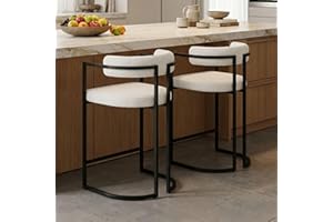 chairus Set di 2 Sgabelli da Cucina Sgabelli da Bar Moderni in Pelliccia Sgabelli Alti con Struttura in Metallo Sedie da Bar per Cucina Bancone, Bianca