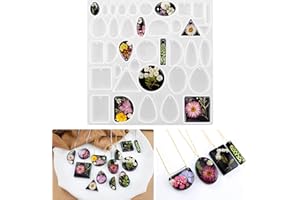 Vomkela Silikonform Epoxidharz Halskette Resin Silikonform,Resin Formen Ohrringe,Epoxidharz Formen Schmuck,Silikonformen Epoxidharz mit Schwarzer Wachsschnur und Anhängerschließe…