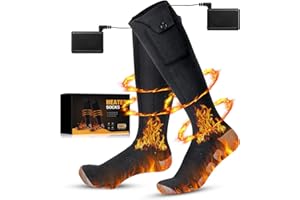 RIOKKO Calzini riscaldati da uomo e da donna, calze riscaldabili con batteria ricaricabile da 4500 mAh, ricaricabili calze invernali calde, scaldapiedi invernali sci caccia pesca