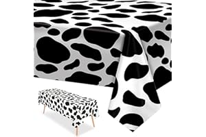 POPOYU 54x108 Inch Plastic Cow Print Tablecloth,Animal Safari Table Cover,Animal Print Table Cover,Rectanglar waterproof Tablecloth for kids Birthday,Baby Shower,Zoo Jungle Safari Themed Party Decorations