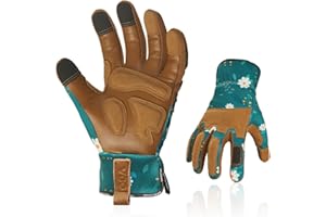 Vgo... Guantes Jardinería Mujer Touchscreen, Guantes de Trabajo de Cuero Anti-espinas, 1 par