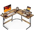CubiCubi L Shaped Gaming Desk Computer Office Desk, 47 inch Corner Desk with Large Monitor Stand for Home Office Study Writing Workstation, Rustic Brown