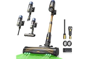 Proscenic P15 Aspirateur Balai sans Fil, 580W/55Kpa/70Min Aspirateur sans Fil Puissant,Brosse Anti-Enchevêtrement,Autoportante,Télescopique Balai Aspirateur Tapis,Sols Durs,Poils d'animaux et Voiture