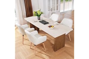 ‎ELUCHANG ELUCHANG Esszimmerstühle 4er Set, 360° Drehbar, 10cm Dicke Polsterung Stuhl mit Hohen Armlehnen, Cremeweiß Samt, bis 150 kg Belastbar, für Schlafzimmer Küche Wohnzimmer