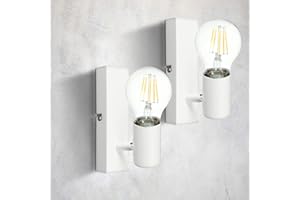 Dehobo Faretti da Parete Interno, Bianco Lampada da Parete Led Moderno Industriale non Inclusa Lampadina E27, Aplique E27 per Soggiorno, Corridoio, Entrata o Scale, Max Non più di 60W, 2 Pezzi