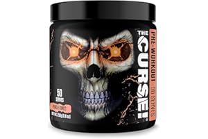 TAMBEEZE JNX The Curse! Pre Workout Powder - Orange Mango 50 Servings | Preworkout: Boost Strength, Energy + Focus for Men & Women | Caffeine, Beta-Alanine, Creatine & L-Citrulline (250 g, Peach Mango)