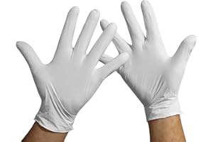 KMINA Guantes Nitrilo Talla M (x100 uds), Desechables, Sin Polvo, Libre de Latex, Blanco