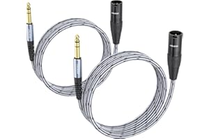 JOLGOO Cavo da TRS a XLR maschio da 1/4", Spina TRS bilanciata da 6,35 mm a XLR maschio a 3 pin, Cavo per microfono TRS maschio da 1/4" a XLR maschio, 2M, Confezione da 2