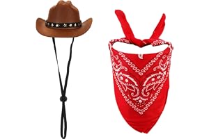 PEUTIER Husdjurskostym för små hundar och katter – brun och röd, hatt och bandana, retro, halloween