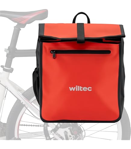Wiltec 3-in-1 fietstas zwart 25 l, tas voor fietsen als rugzak en schoudertas, school- en werktas met laptopvak, waterbestendige tas voor bagagedrager