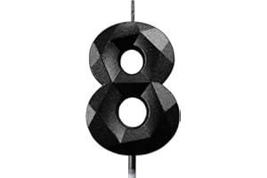 DERATTA Geburtstagskerzen Zahlen Kerze 8 Tortendeko 8. Geburtstag Junge Mädchen Kerzen Geburtstag Schwarz 0-9 Zahlen Geburtstagskerzen für Torte