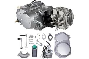 ACROSSPART 125ccm 4 Takt Motor, Einzelzylinder 4-Gang Handkupplung Motor, Dirt Bike Engine mit Pedalstart und CDI Zündung, 9.0:1 Verdichtungsverhältnis & A7TC Zündkerze
