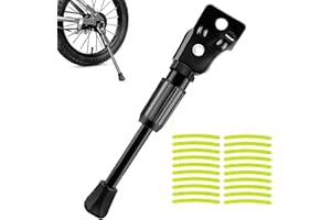 APOMOONS Kids Bike Kickstands 14 inch, Bike Stand Kick with 20 Reflector Stickers, Bicycle Stand Children's Bicycle Single Sided Upright Stand Kick Stand for Children's Bicycle, Folding Bicycle