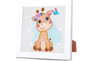 QIUQI Diamond Painting Kit per Bambini,Pittura Diamante Kit con Cornice Giraffa,Pittura Diamante Mosaico Art Kits per Regalo di Compleanno per Ragazzo e Ragazza,Decorazione MMurale