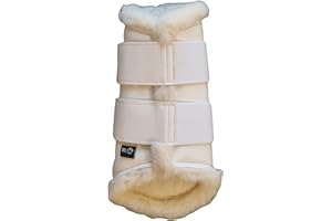 ‎RL24 RL24 - Gamaschen Comfort – Pferdegamaschen mit weichem Teddyfutter & Klettverschlüssen – anatomisch geformt & stoßabsorbierend – Gamaschen für Pferde in weiß – Größe L