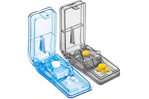 BFGLLY 2Pcs Pill Cutter, Pill Splitter with Blade for Small Pills Large Pills Cut in Half Quarter for Tablet Vitamin Daily Medication