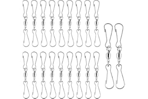 Ledoo 20 Pack Swivel Hooks Clips Wind Spinner Dual Hook Clips Hanging Wind Chimes Crystal Twisters Party Supplies (Silver)