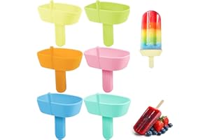 Hejo 6 Pcs Ice Lolly Holder, Silicone Drip Free Popsicle Holder for Kids, Reusable Ice Pop Holder with Straw for Home Gadget, Summer Party (Pink, Yellow, Orange, Light Blue, Dark Blue, Green)