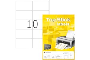 TopStick 8773 - Etiquetas autoadhesivas para direcciones A4 (99,1 x 57 mm, papel) 100 hojas, 10 etiquetas por hoja, 1000 etiquetas, para impresoras inkjet y láser