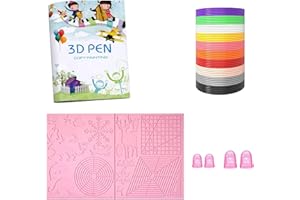 AQTAQ 3D Pen Mat|3D Printing Pen PLA Silk|Silicone Pad Template|3D Pen Template|Finger Protector, 10 Colors 1.75mm Total 50m, Large Silicone Pad, 3D Drawing Templates, for 3D Printing Pen-Pink