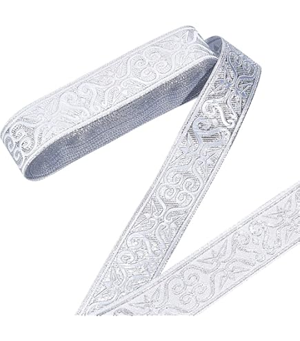 Ruban Bordure Dentelle Métallique Or - 25 M X 6 Mm - Polyester Tissé - Pour Couture, Décoration, Costumes, Mariage, Noël
