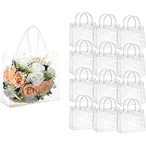 Confezione Da 50 Sacchetti Regalo Trasparenti Con Manici, Sacchetti In Pvc Riutilizzabili Allingrosso Sacchetti Regalo Trasparenti~p180045857