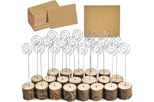 NEWSBIRDS 20 Stück Tischkartenhalter, Rustikale Holz Kartenhalter mit 20 Tischkarten Fotohalter Holz Kartenhalter Hochzeit Platzkartenhalter Memohalter Sitzkartenhalter Tischnummernhalter für Hochzeit