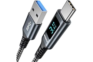 NIBIKIA Cable USB C [QC3.0 y 3A] 1M Cable Carga Rapida Tipo C con LED Pantalla, Cable Tipo C Compatible con Samsung Galaxy S22 S21 S20 S10 S9 S8 A71 A51 Note 20 10, Xiaomi, Google