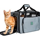 Cat Dog Carrier, Transport Backpack for Pets, Breathable Carrier with Handles and Shoulder Strap, Includes Document Organizer
