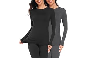 YADIFEN Thermal Tops Womens Long Sleeve Shirt Base Layer Women Soft Breathable Warm Wicking Crew Neck Thermal Underwear Womens Winter for Skiing