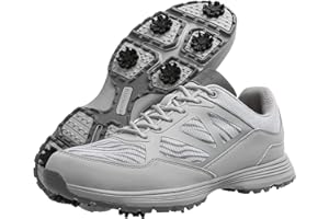 SDEQA Extra Wide Mens Golf Shoes Waterproof Professional Golf Shoes 7 Spikes Outdoor Golf Trainers