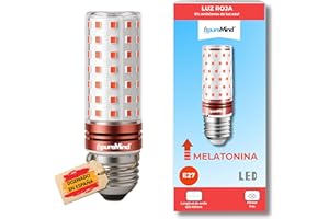 Puremind Luz Roja Nocturna Melatonina E27 - Bombilla Roja Terapia para Dormir - Tecnología Flicker Free + 0% Luz Azul + Rosca Estándar + Mejora del Ritmo de Descanso