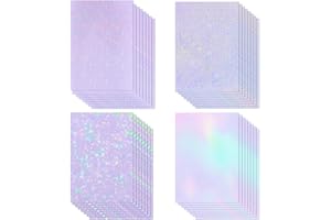 CRESZZLE Contenuto – La carta olografica adesiva è in formato A4 (210 x 297 mm) e include 32 fogli. 4 motivi: stelle, glitter, pellicola olografica chiara e vetro rotto. 8 fogli per ciascun motivo.