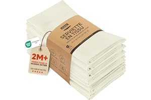 Utopia Kitchen Serviettes de Table en Tissu [12 Pack, Ivorie] 46x46 cm en Coton Mélangé Lavable et Réutilisable pour l'hôtel, Le Déjeuner, Le Restaurant, Les Mariages, Les Evénements et Les Fêtes