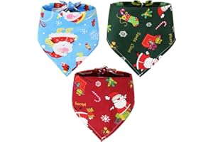 EPICSOA Christmas Dog Bandanas, 3 Pack Christmas Pet Scarf Xmas Dog Santa Outfits Triangle Bibs, Pets Costume Accessories Bow Ties Decoration for Small Medium Dogs Cats