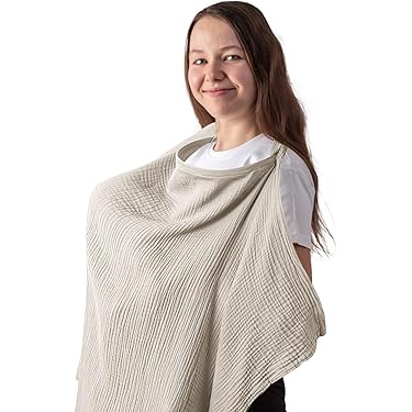 Couverture Allaitement Discrète Tablier D'allaitement En Coton - Couverture Réglable Multifonction - Taille 75x95 Cm - Couleur Kaki Vêtement Allaitement Discret