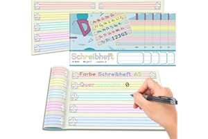 jiawaggag 5 Stück Farbe Schreibheft A5 Quer Lineatur 0 für 1. Schuljahr Lernheft Schreiblernheft Notizbuch für Die Schule und Zum Lernen 80 g/qm