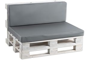 Gutekissen Coussins pour palettes Coussins pour palettes PF (Coussin d'angle 60x40, Similicuir Gris)