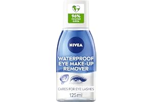 NIVEA Double Effect Eye Makeup Remover, Gentle Waterproof Mascara Remover with Cornflower Extract, Non-Greasy Bi-Phase Formula, 125ml
