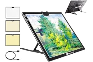 QENSPE Tablette Lumineuse LED A3 Sans Fil avec Support, Table Lumineuse de Dessin Alimentée par Batterie, 3 Modes de Couleurs 6 Niveaux de Lumières Dimmables pour Peinture, Croquis, Calligraphie