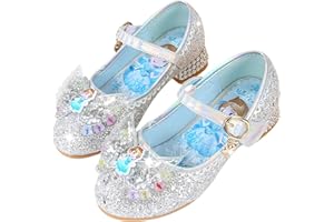 New front Fille Reines des Neiges Chaussures de Princesse Elsa Avec Talons Chaussures pour Déguisement Enfants Paillettes Scratch Papillons Antidérapant Sandales Taille 23-36