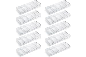 Versa Games 10 Clear Acrylic Poker Chip Trays - Casino Grade - 30% Thicker Than Standard Chip Trays - for Standard Size Poker Chips & Clay Poker Chips - 10 Poker Chip Racks - Each Holds 100 Chips