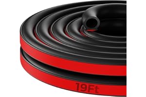 YUECHENGGUI Car Door Seal Strip 6m/19ft,Rubber Sealing Strip D-Shape,Rubber Garage Door Seal Self Adhesive Rubber Strip,Universal Car Door Edge Protector,Soundproof Weather Stripping for Truck Hood Garage Doors