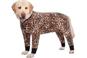 Blue Dream Island Pyjama pour chien de taille moyenne et grande – Chemise en coton léger anti-poils pour chiens, combinaisons après une chirurgie – Vêtements de convalescence pour chiens_34 (léopard)