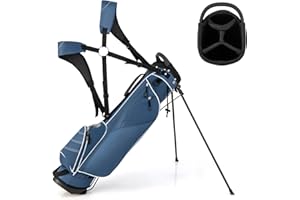 GYMAX Golf Stand Bag, Professional Golf Club Bag with 4 Way Divider, 4 Storage Pockets and Adjustable Shoulder Strap, Waterproof Golf Carry Bag for Men & Women