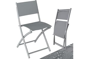 Casaria® 4X Chaise de Jardin Pliante Gris Max 130kg résistante 46x52x80cm Chaise Pliante Balcon terrasse Jardin Meuble